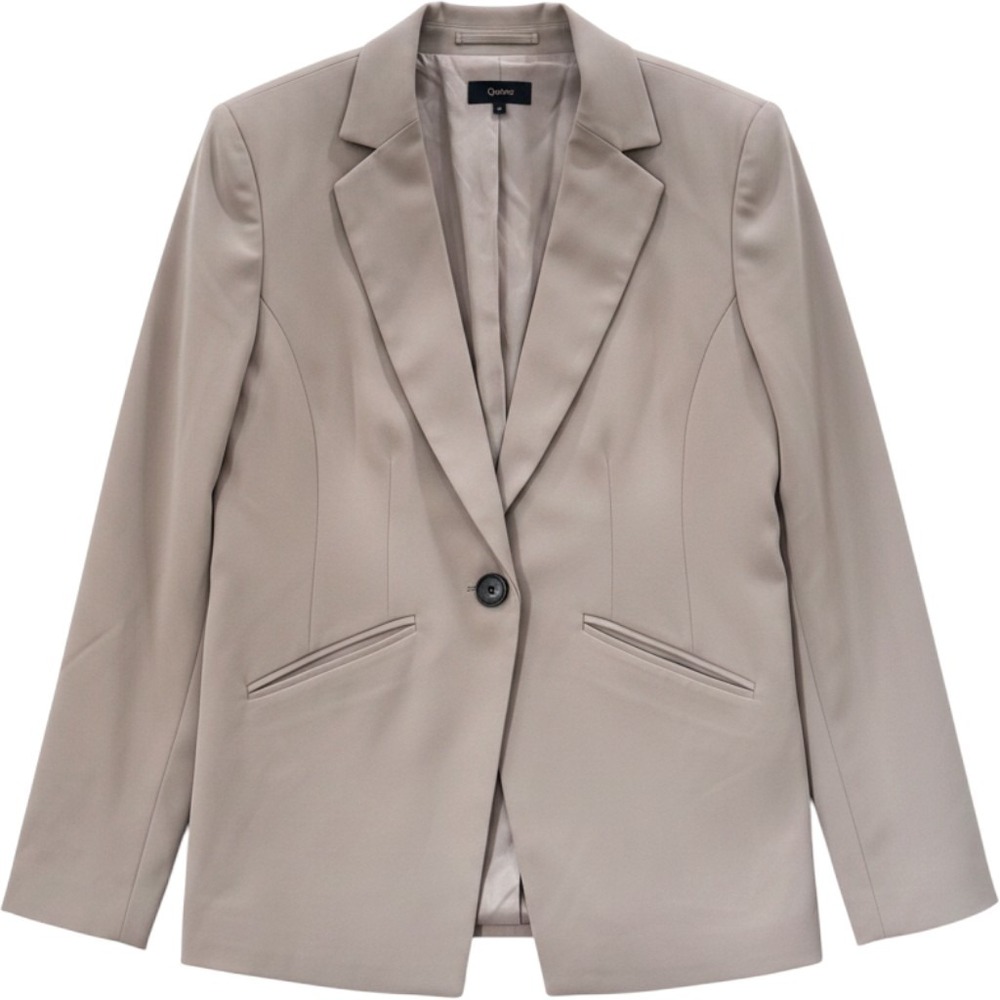 Quince Stretch Crepe Cinched Blazer Women M Morel Grey Professional Workwear